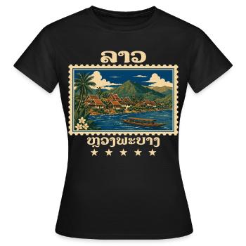 Laos Luang Prabang Vintage Travel Brand - Women's T-Shirt - black - Front - AI Model Female 172 dark (172cm)