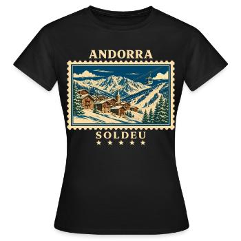 Andorra Soldeu Vintage Reisemarke - Frauen T-Shirt - Schwarz - Vorne - AI Model Female 172 dark (172cm)