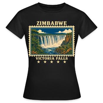 Zimbabwe Victoria Falls Vintage Travel Brand - Women's T-Shirt - black - Front - AI Model Female 172 dark (172cm)