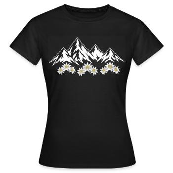 Alpen Berge mit Edelweiss Blumen Natur Landschaft - Frauen T-Shirt - Schwarz - Vorne - AI Model Female 172 dark (172cm)