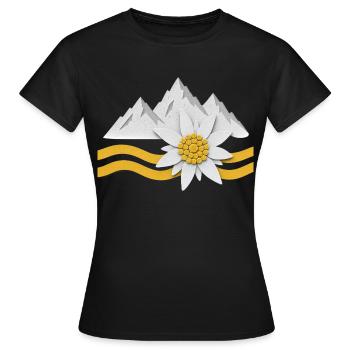 Montagnes des Alpes avec des fleurs d’Edelweiss Paysage naturel - T-shirt Femme - noir - Devant - AI Model Female 172 dark (172cm)
