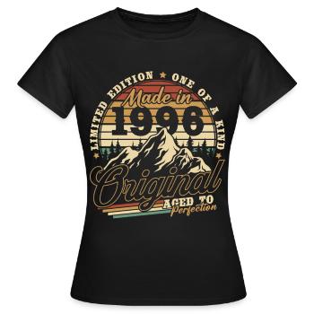 Cadeau d’anniversaire vintage vintage rétro 1996 - T-shirt Femme - noir - Devant - AI Model Female 172 dark (172cm)