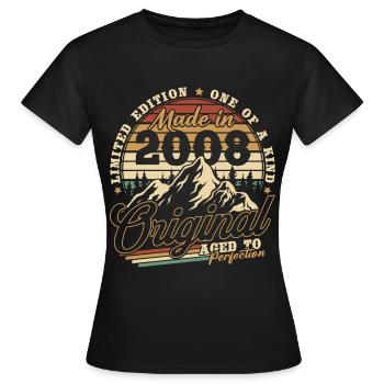 Cadeau d’anniversaire vintage vintage 2008 rétro - T-shirt Femme - noir - Devant - AI Model Female 172 dark (172cm)