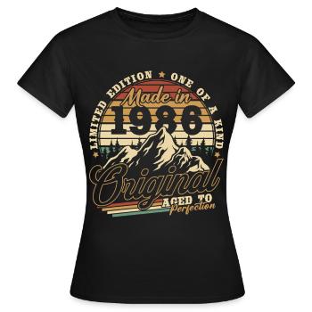 1986 Vintage Vintage Birthday Gift Retro - Women's T-Shirt - black - Front - AI Model Female 172 dark (172cm)