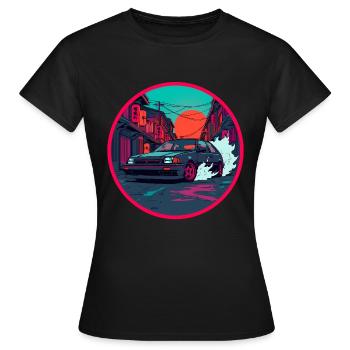 Art rétro des années 80 JDM Hatchback Street Race Synthwave - T-shirt Femme - noir - Devant - AI Model Female 172 dark (172cm)
