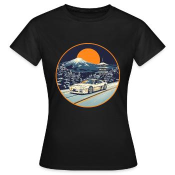 Retro 90er JDM NSX Winter Mt Fuji Pagoda Kunst - Frauen T-Shirt - Schwarz - Vorne - AI Model Female 172 dark (172cm)