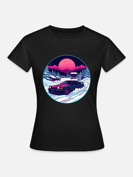 Neon Winter Drift Alpenkunst - Frauen T-Shirt - Schwarz