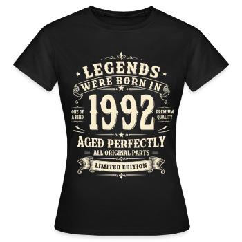Cadeau pour le 34e anniversaire 1992 Homme Vintage Rétro - T-shirt Femme - noir - Devant - AI Model Female 172 dark (172cm)