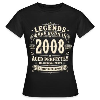 Cadeau d’anniversaire pour le 18e anniversaire 2008 Homme Vintage Rétro - T-shirt Femme - noir - Devant - AI Model Female 172 dark (172cm)