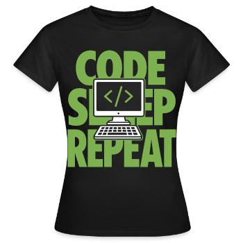 Code Sleep Repeat Programmer - Women's T-Shirt - black - Front - AI Model Female 172 dark (172cm)