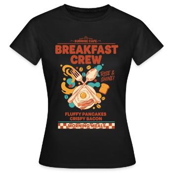 Équipe du petit-déjeuner, brunch drôle, café, pancakes, nourriture - T-shirt Femme - noir - Devant - AI Model Female 172 dark (172cm)