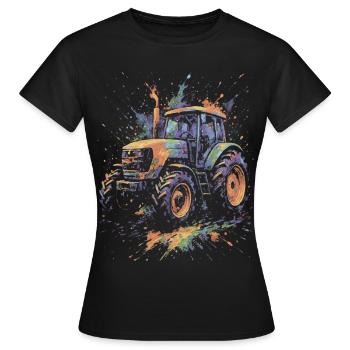 Multicolor Farm Tractor Splash Art - Women's T-Shirt - black - Front - AI Model Female 172 dark (172cm)