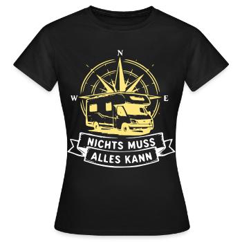 Nichts Muss Alles Kann Vanlife Camper - Frauen T-Shirt - Schwarz - Vorne - AI Model Female 172 dark (172cm)