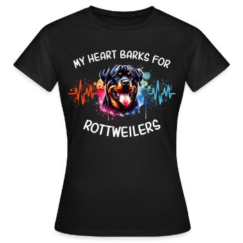 Rottweiler Heart Line - Women's T-Shirt - black - Front - AI Model Female 172 dark (172cm)