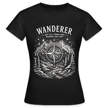 Wanderer-Kompass-Berg-Design - Frauen T-Shirt - Schwarz - Vorne - AI Model Female 172 dark (172cm)