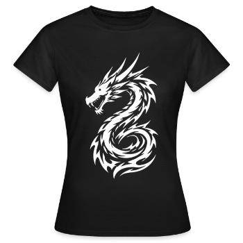 Drache Tribal Tattoo Style Style - Frauen T-Shirt - Schwarz - Vorne - AI Model Female 172 dark (172cm)