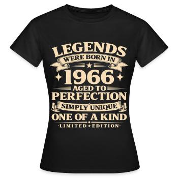 Né en 1966 Simplement unique - T-shirt Femme - noir - Devant - AI Model Female 172 dark (172cm)