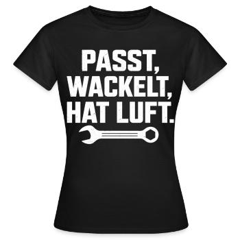 Passt wackelt und hat Luft Handwerker Spruch - Frauen T-Shirt - Schwarz - Vorne - AI Model Female 172 dark (172cm)