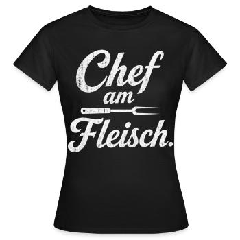 Chef am Fleisch Grillen Grillmeister für Männer - Frauen T-Shirt - Schwarz - Vorne - AI Model Female 172 dark (172cm)