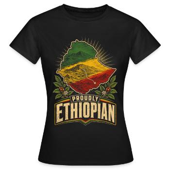 Ethiopia Ethiopian Proudly Ethiopian - Women's T-Shirt - black - Front - AI Model Female 172 dark (172cm)