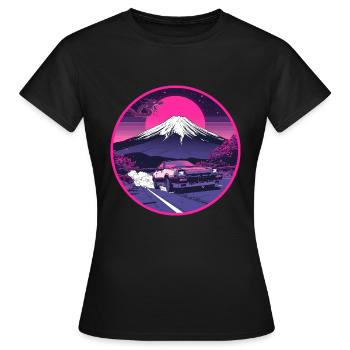 Emblème rétro des années 80 JDM AE86 Mount Fuji Dragon - T-shirt Femme - noir - Devant - AI Model Female 172 dark (172cm)