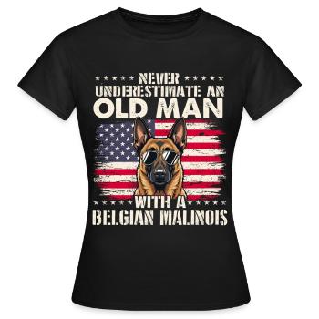 Le vieux belge malinois ne sous-estime jamais - T-shirt Femme - noir - Devant - AI Model Female 172 dark (172cm)
