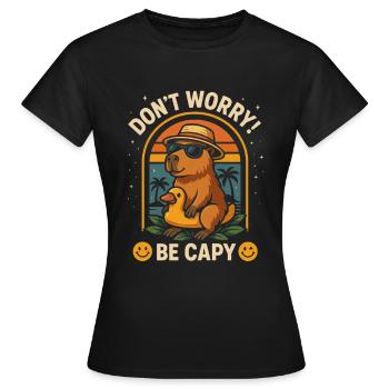 Don't Worry Be Capy - Funny Capybara Animal - Women's T-Shirt - black - Front - AI Model Female 172 dark (172cm)