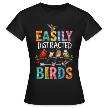 Easily Distracted by Birds - Women's T-Shirt - black - Front - AI Model Female 172 dark (172cm)
