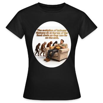 Évolution du canapé : singes et collation - T-shirt Femme - noir - Devant - AI Model Female 172 dark (172cm)