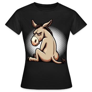 Esel Eselchen Eselhalter Muli Langohresel Muli - Frauen T-Shirt - Schwarz - Vorne - AI Model Female 172 dark (172cm)