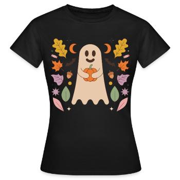 Fantôme du Câlin à la Citrouille - T-shirt Femme - noir - Devant - AI Model Female 172 dark (172cm)