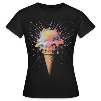 Cornet de Glace Multicolore Splash Ar - T-shirt Femme - noir - Devant - AI Model Female 172 dark (172cm)