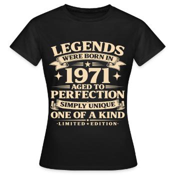Né en 1971 Simplement unique - T-shirt Femme - noir - Devant - AI Model Female 172 dark (172cm)