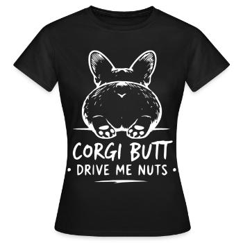 Le derrière du corgi me rend fou - T-shirt Femme - noir - Devant - AI Model Female 172 dark (172cm)