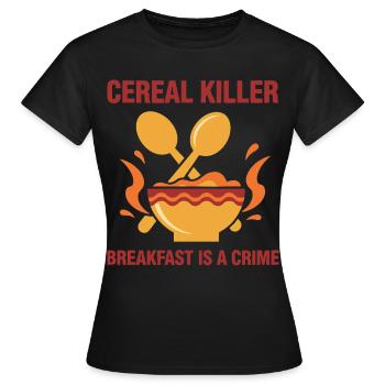 Petit-déjeuner céréales drôles Tueur Le petit-déjeuner est un crime - T-shirt Femme - noir - Devant - AI Model Female 172 dark (172cm)