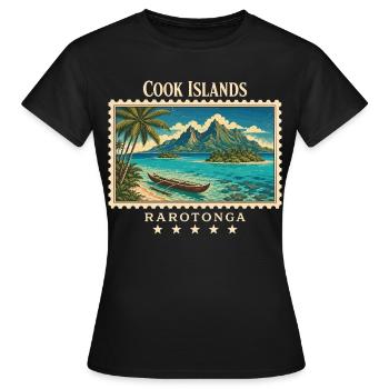 Marque de voyage vintage Rarotonga des Îles Cook - T-shirt Femme - noir - Devant - AI Model Female 172 dark (172cm)
