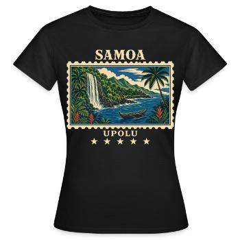 Marque de voyage vintage Samoa Upolu - T-shirt Femme - noir - Devant - AI Model Female 172 dark (172cm)