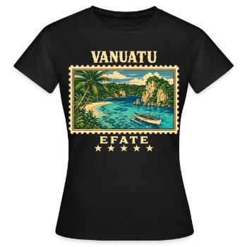 Marque de voyage vintage Vanuatu Efate - T-shirt Femme - noir - Devant - AI Model Female 172 dark (172cm)