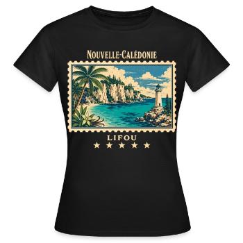 Neukaledonien Lifou Vintage Reisemarke - Frauen T-Shirt - Schwarz - Vorne - AI Model Female 172 dark (172cm)