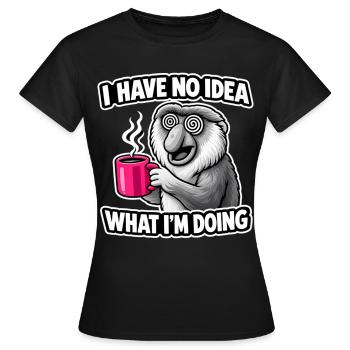 Je n’ai aucune idée de ce que je fais, Affe Spruch - T-shirt Femme - noir - Devant - AI Model Female 172 dark (172cm)