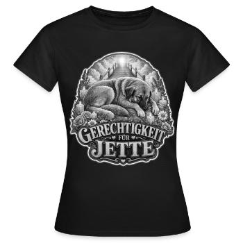 Gerechtigkeit für Jette Hundemotiv - Frauen T-Shirt - Schwarz - Vorne - AI Model Female 172 dark (172cm)