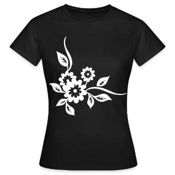 Fleurs blanches - T-shirt Femme - noir - Devant - AI Model Female 172 dark (172cm)