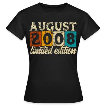 Édition limitée cadeau d’anniversaire d’août 2008 - T-shirt Femme - noir - Devant - AI Model Female 172 dark (172cm)