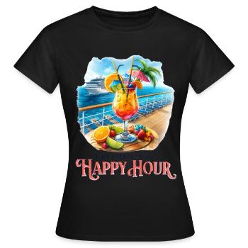 En se déplaçant vers l’happy hour - T-shirt Femme - noir - Devant - AI Model Female 172 dark (172cm)