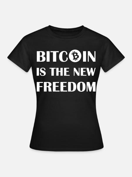 Bitcoin Freiheit Typo Print - Frauen T-Shirt - Schwarz