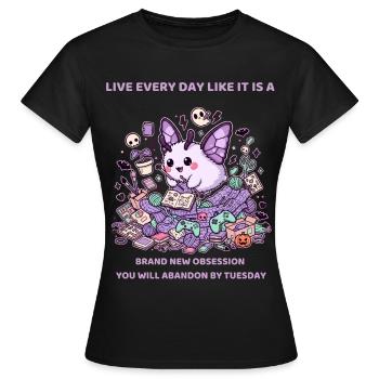 Toute nouvelle obsession abandonnée par mardi - T-shirt Femme - noir - Devant - AI Model Female 172 dark (172cm)