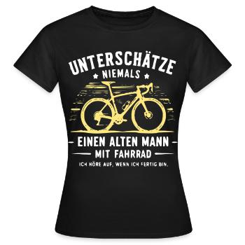 Unterschätze Niemals Alten Mann Fahrrad - Frauen T-Shirt - Schwarz - Vorne - AI Model Female 172 dark (172cm)