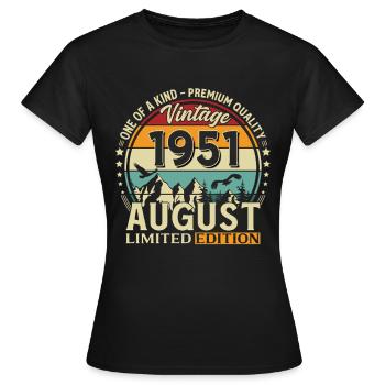 75th Birthday Gift Husband Original 1951 August - Women's T-Shirt - black - Front - AI Model Female 172 dark (172cm)
