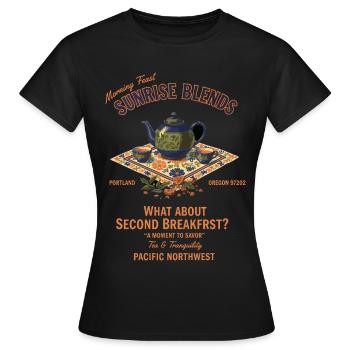 Petit-déjeuner, brunch, café, deuxième pause, lever du soleil - T-shirt Femme - noir - Devant - AI Model Female 172 dark (172cm)