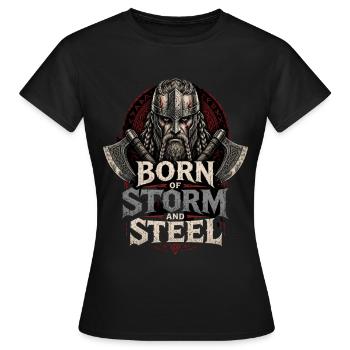 Né de tempête et d’acier - T-shirt Femme - noir - Devant - AI Model Female 172 dark (172cm)